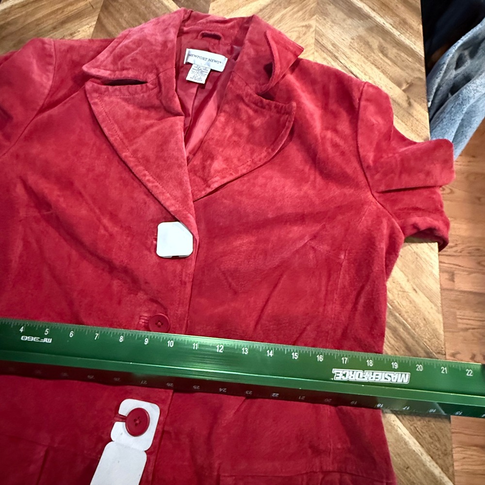 Newport News Red Suede Leather Blazer Jacket Women Size 10 - Picture 6 of 7